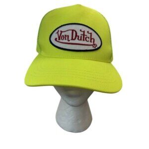 Von Dutch Neon Yellow Trucker Hat Adjustable Snapback Mesh Cap Unisex Polyester
